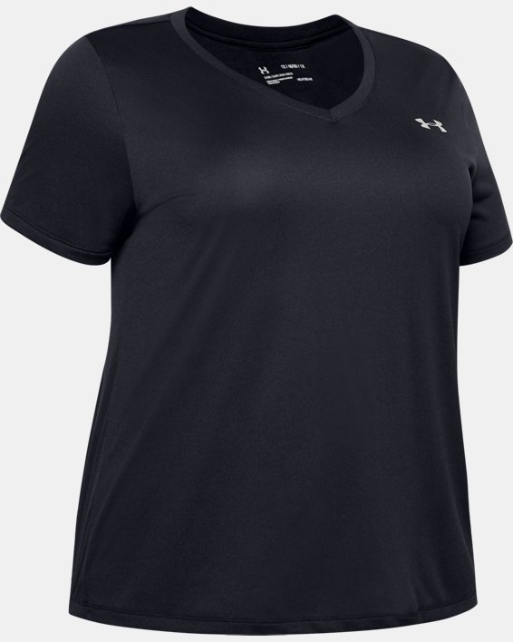 Women's UA Tech™ Short Sleeve V-Neck, Black, pdpMainDesktop image number 4